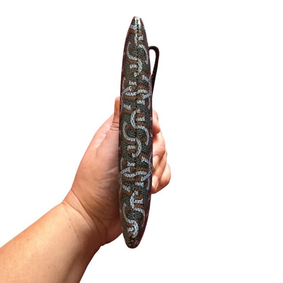 Coach Signature Monogram Navy Blue Wristlet Pouch 6.5" X 4.5" Leather Womens - Picture 4 of 9